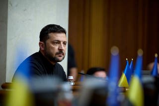 Volodymyr Zelenskyy attends the parliament session in Kyiv